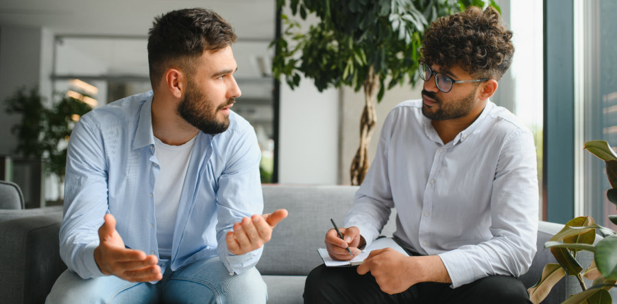 a man talking to a psychiatrist